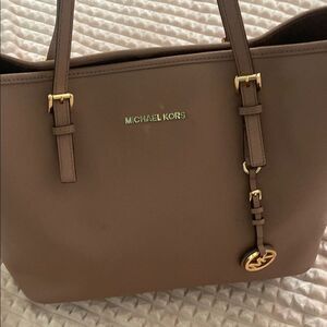 Michael Kors Brown Leather Tote with Gold Hardware